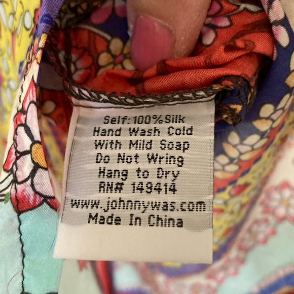 Johnny Was Womens Lookout Electra Silk Printed Tunic Shirt Size XS Boho Hippie‎ - Picture 7 of 11